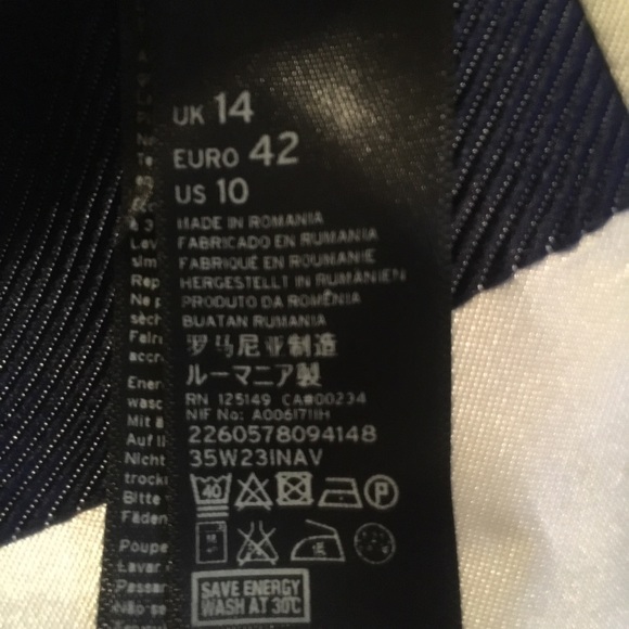 TOPSHOP Navy Blue White Stripe Dress 10👗🌸 - Picture 7 of 7